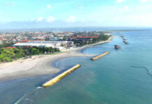Pantai Kuta Mulai Kembali Melebar, Tombolo Muncul Setelah Breakwater Rampung Pemecah gelombang